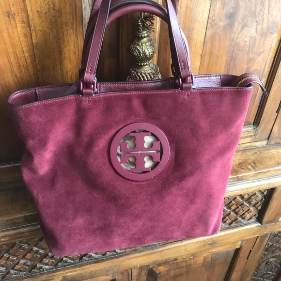 Tory Burch Wine Suede Tote - Picture 5 of 11
